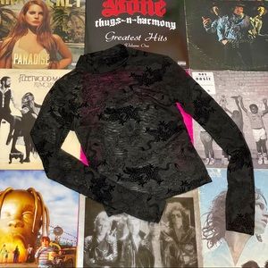 Mesh sheer long sleeve top